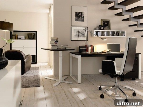 Home office idea for those who wish to use space under the staircase