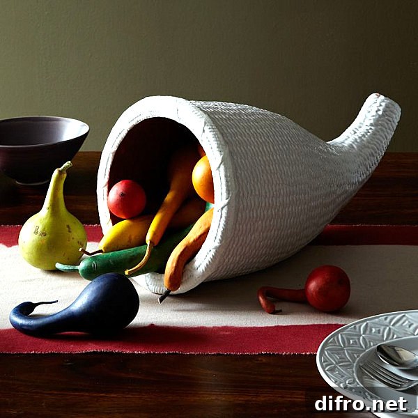 A modern cornucopia centerpiece