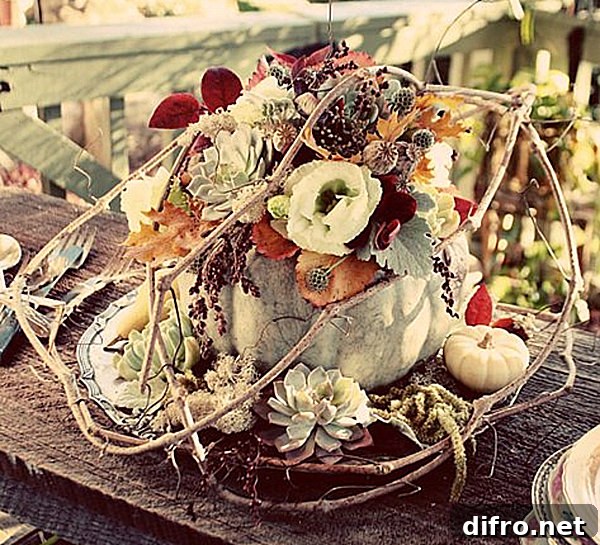 A pumpkin floral centerpiece