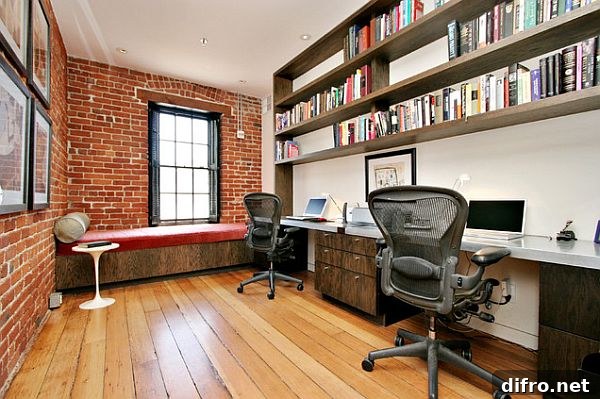 Exposed brick wall for the office