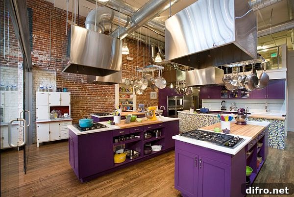 Purple kitchen islands add style to any cooking place