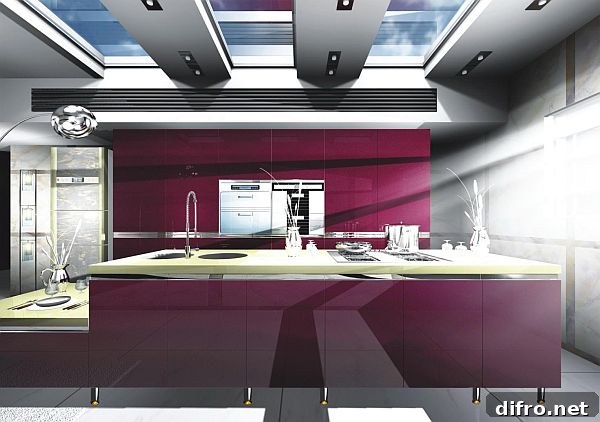 Ultra modern purple kitchen