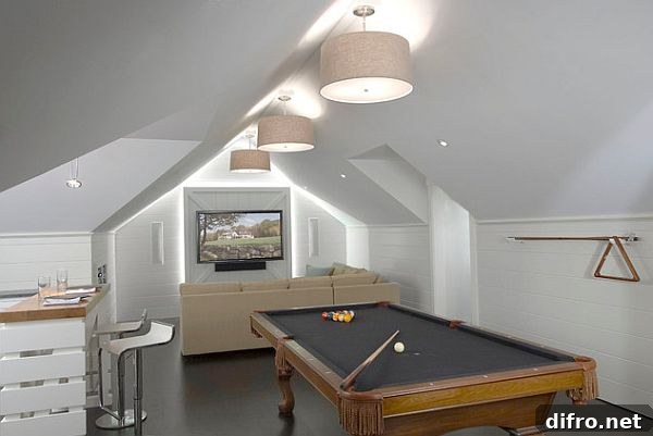 Bright attic games room