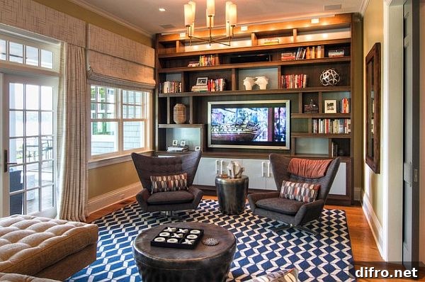 Relaxing rec room with a wall TV unit