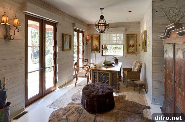 White washed wood walls with a rustic appeal