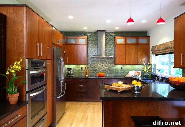Elegant Asian Kitchen design with stylish modern cabinets