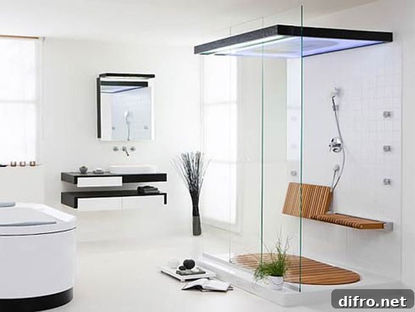 Roman shower with linear drain