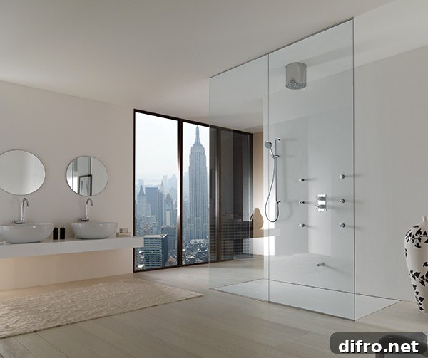 Contemporary wetroom with open shower