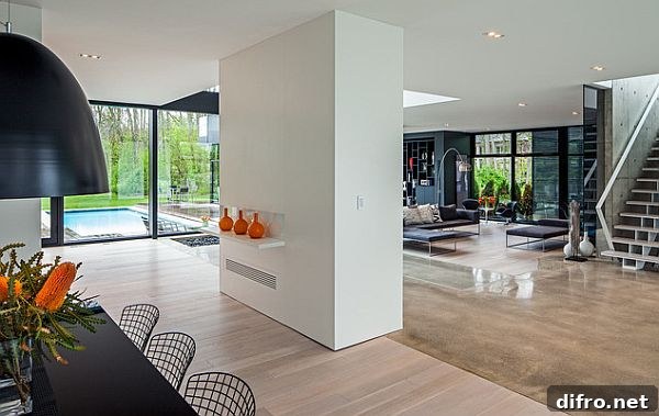 Modern home living room with open space plan