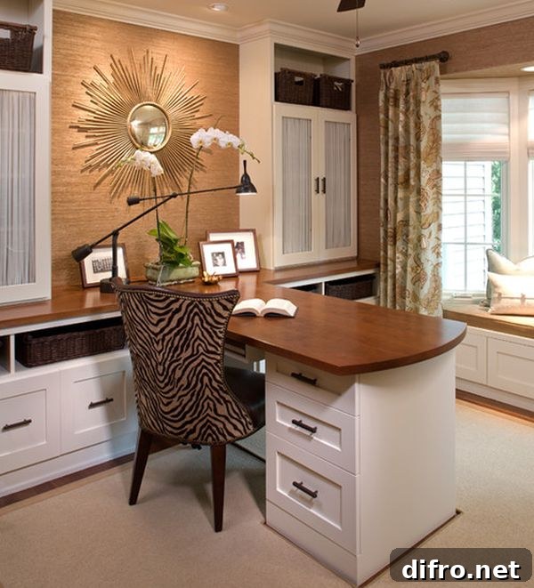Shades of Hollywood Regency in a home office space