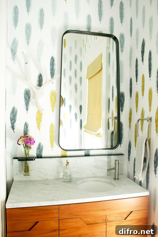 Feather print accent wall