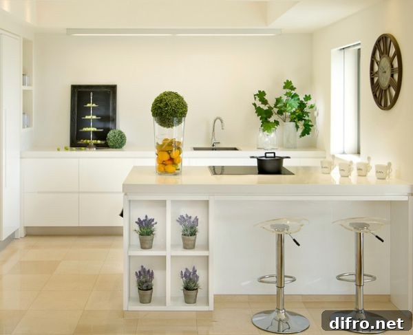 Displaying a wall clock above the kitchen counter seems to be a popular choice in modern homes
