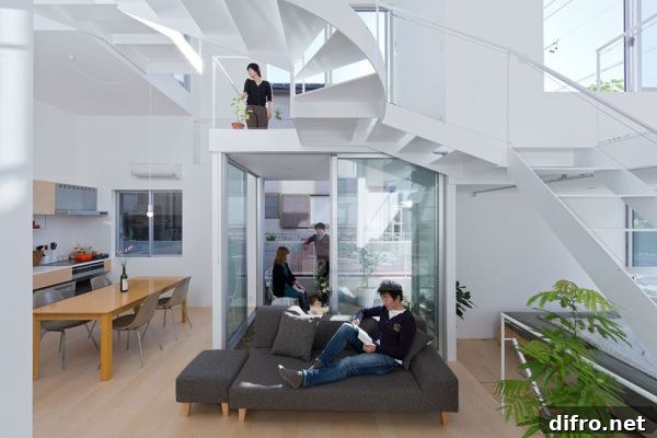 Glass courtyard in the backdrop