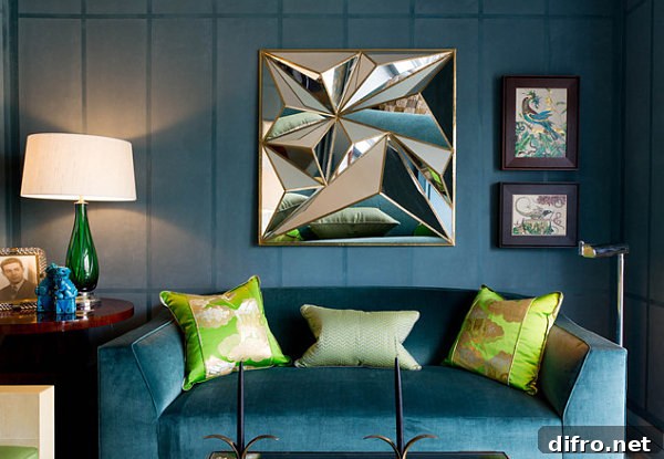 Teal and blue living room