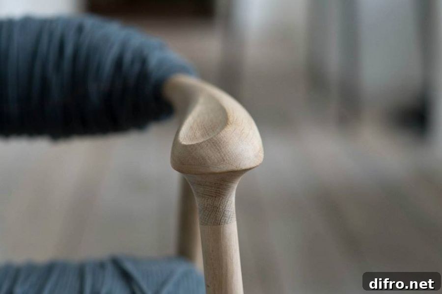 Detailed handicraft work on the Haptic Chair