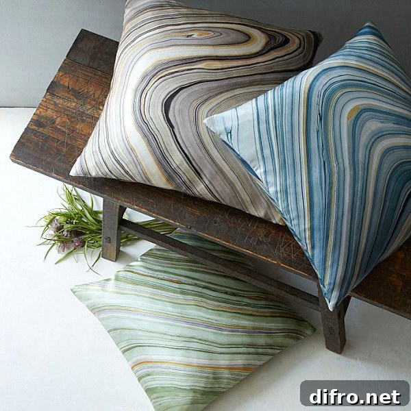 Marble print silk pillow covers