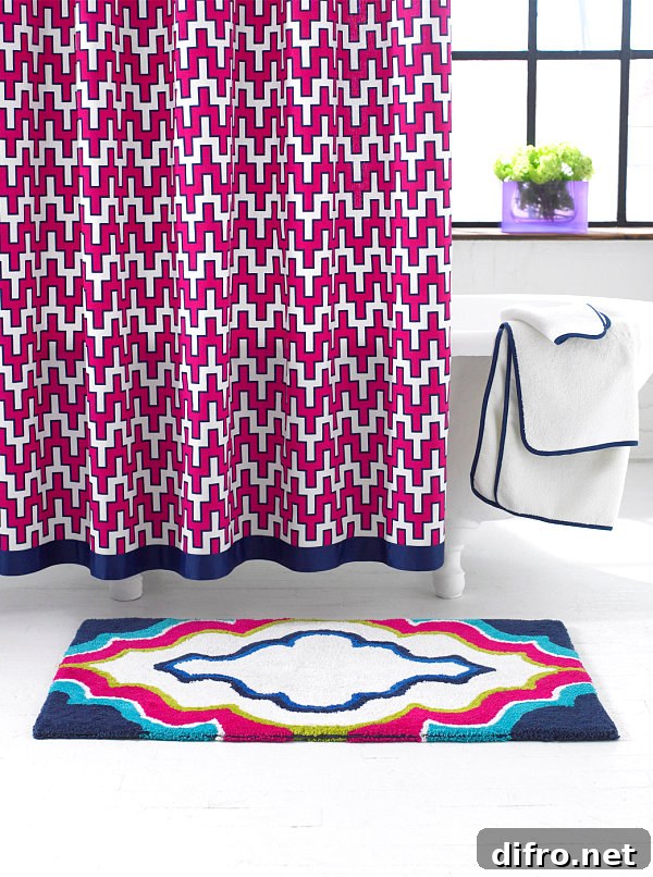 Colorful patterned shower curtain