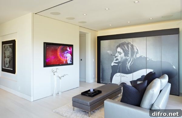 Modern living area featuring the rock legend Kurt Cobain