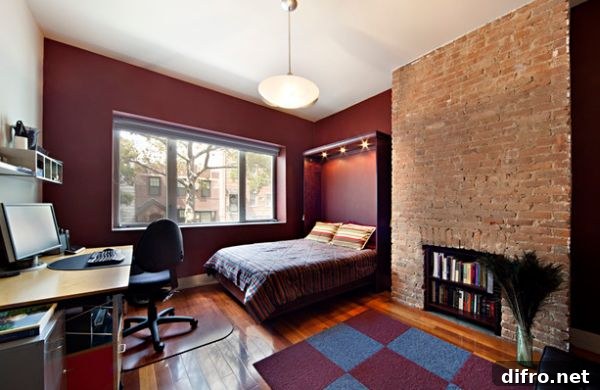 Recessed lighting within the Murphy Bed unit