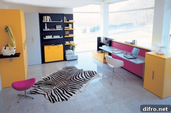 Can you spot where the Murphy bed is hidden