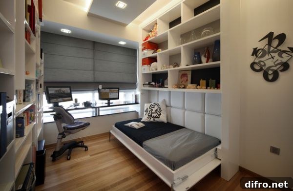 Horizanatal Murphy bed seems a more elegant and compact alternative to the traditional design