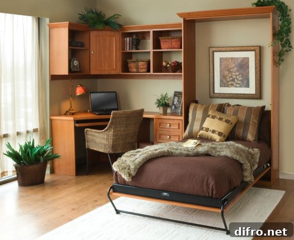 Simple and stylish Murphy bed idea for the smart home office