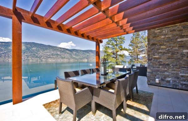 Cool pergola provides plenty of shade as you enjoy the lovely view