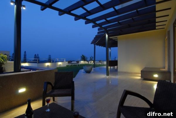 This balcony pergola is an extension of the basic home edifice