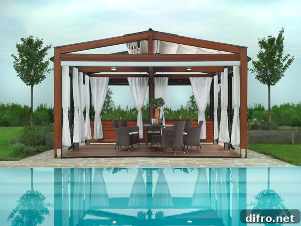 Gorgeous pergola with a cool retractable roof