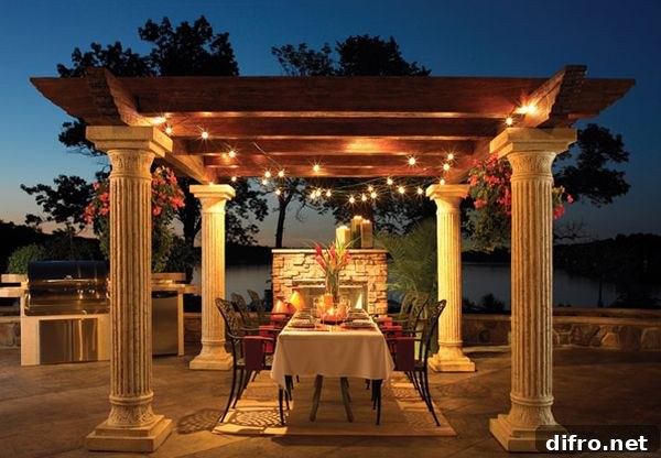 Beautiful outdoor dining space under the pergola