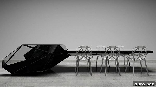 Top-down perspective of the hybrid conference table