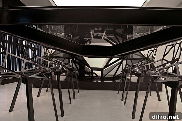 Another perspective of the floating-style conference table