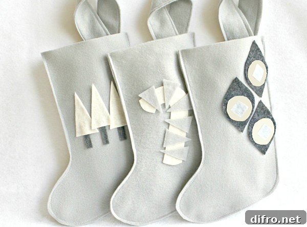Gray, charcoal and white Christmas stockings