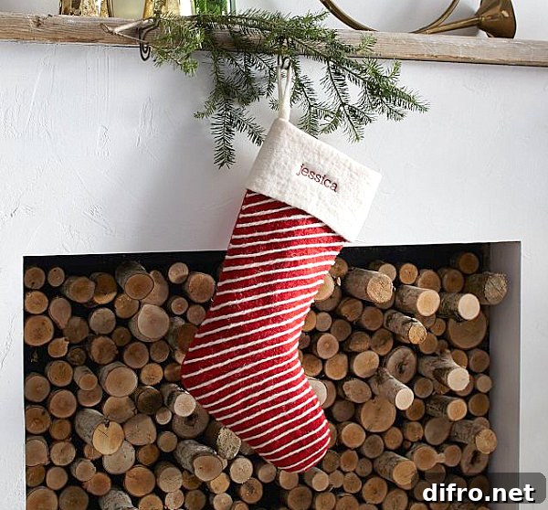 Striped felt stocking