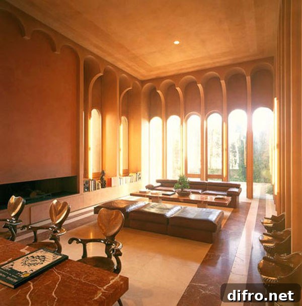 Architectural composition of arches, pillars and light