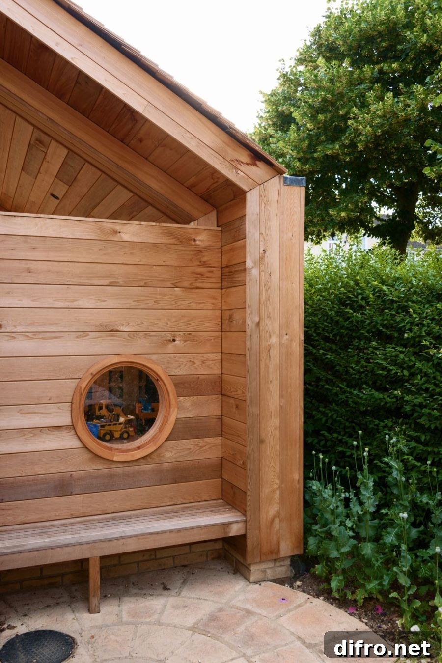 Wooden detail of the new addition