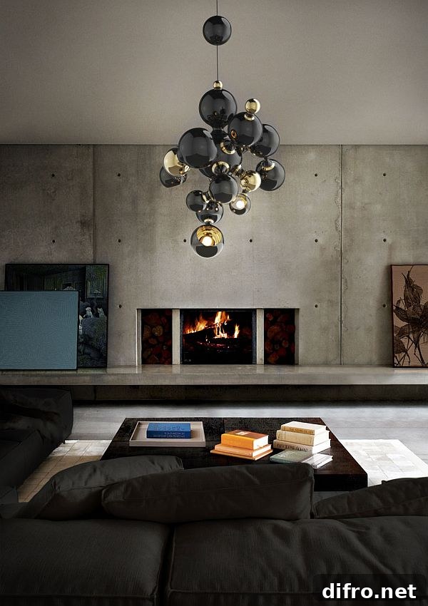 atomic suspended chandelier - living room