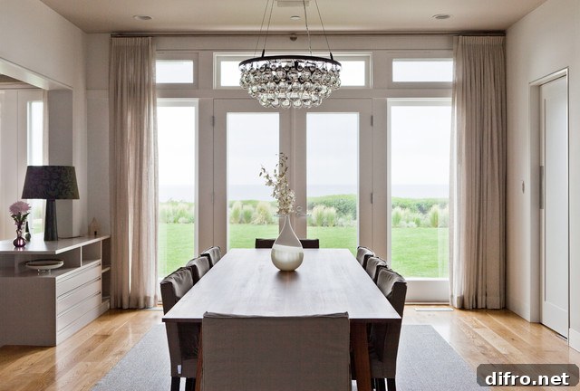 simple chic chandelier dining area