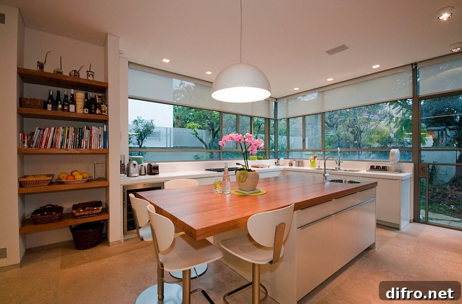Beautifully lit kitchen island