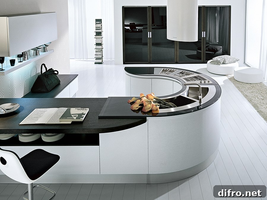 Curved kitchen island idea
