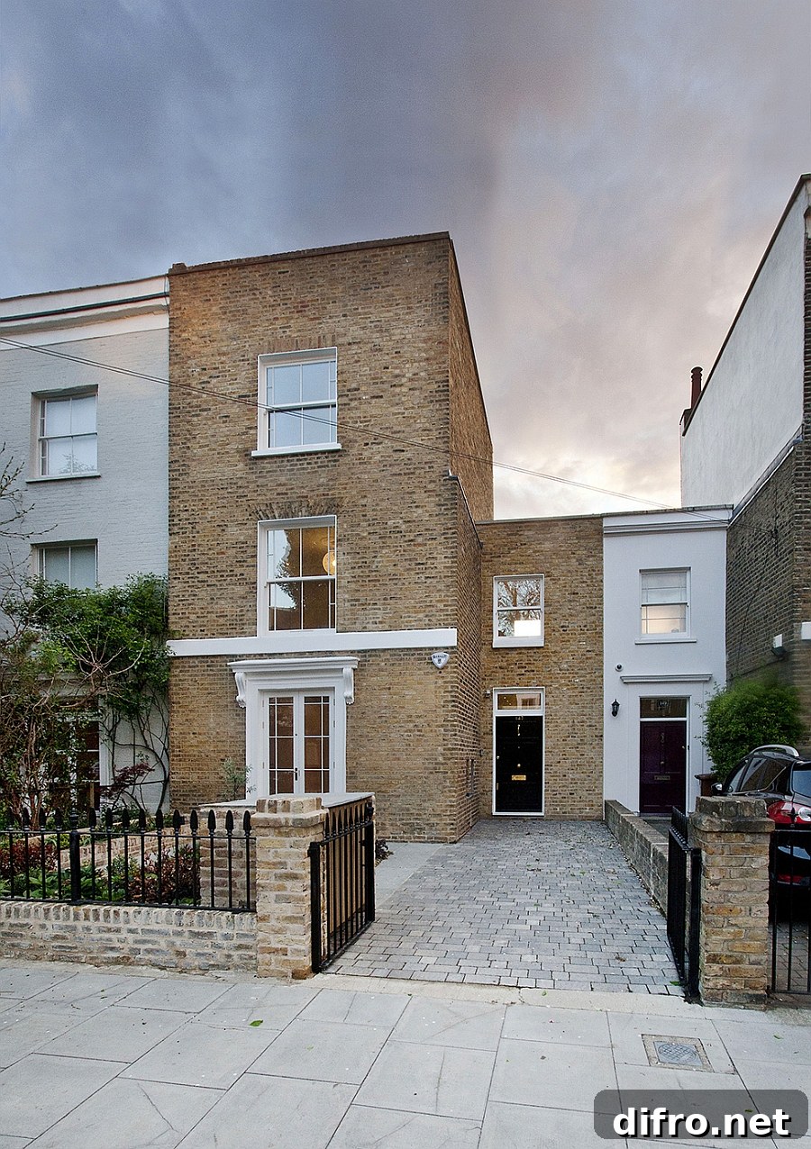 Street facade of the renovated De Beauvoir Road House