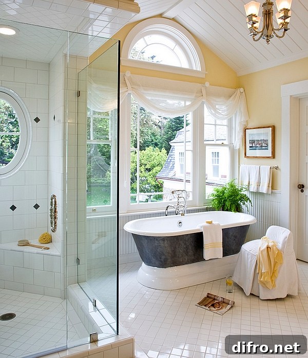 Place the gorgeous bathtub next to the window to enjoy the refreshing view outside