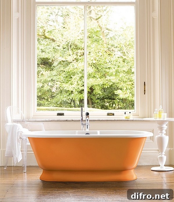 A bold splash of orange in the bath!