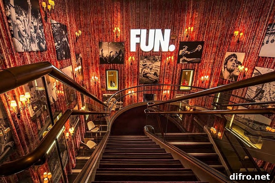 Inspirational stairwall gallery at the Hard Rock Hotel