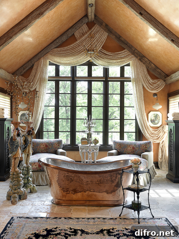 Bedroom bathtub with scenic window view