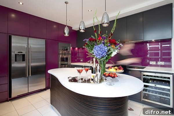 Blend regal purple with dark hues for a sophisticated look