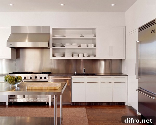 An open display adds to the charm of the kitchen