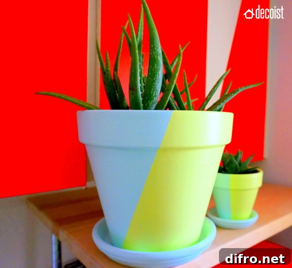 DIY painted geometric pots