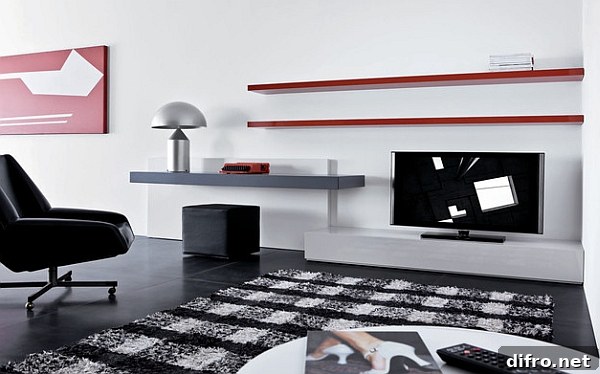 Floating shelves are a natural choice for the minimal room