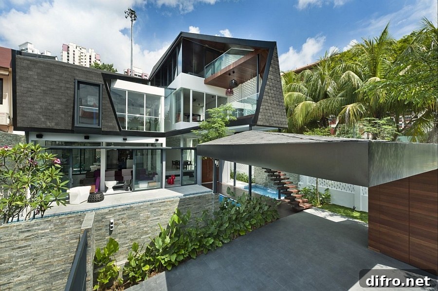 Facade of rejuvenated contemporary house